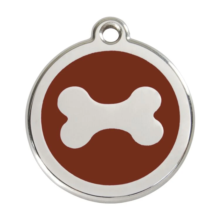 Red Dingo Stainless Steel Engraved Dog Tag Bone Brown 3 Red Dingo Stainless Steel Engraved Dog Tag Bone Brown