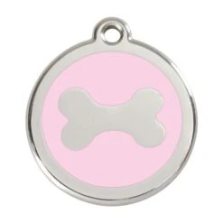 Red Dingo Stainless Steel Engraved Dog Tag Bone Pink