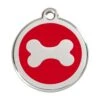 Red Dingo Stainless Steel Engraved Dog Tag Bone Red -PetJoy Shop 01 BN RE LG