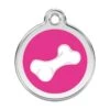 Red Dingo Stainless Steel Engraved Dog Tag Comic Bone Hot Pink -PetJoy Shop 01 BO HP LG