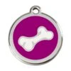 Red Dingo Stainless Steel Engraved Dog Tag Comic Bone Purple -PetJoy Shop 01 BO PU LG