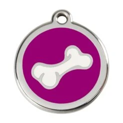 Red Dingo Stainless Steel Engraved Dog Tag Comic Bone Purple