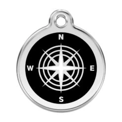Red Dingo Stainless Steel Engraved Dog Tag Compass Black