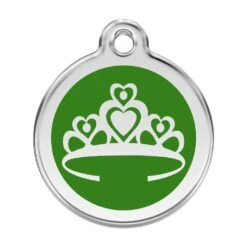 Red Dingo Stainless Steel Engraved Dog Tag Crown Green