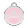 Red Dingo Stainless Steel Engraved Dog Tag Crown Pink -PetJoy Shop 01 CR PK LG