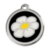 Red Dingo Stainless Steel Engraved Dog Tag Daisy Flower Black -PetJoy Shop 01 DA BB LG