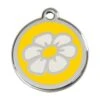 Red Dingo Stainless Steel Engraved Dog Tag Daisy Flower Yellow -PetJoy Shop 01 DA YE LG