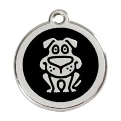 Red Dingo Stainless Steel Engraved Dog Tag Dog Black