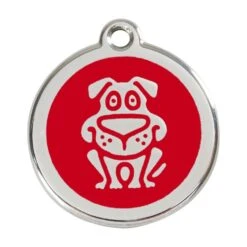Red Dingo Stainless Steel Engraved Dog Tag Dog Red