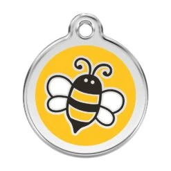 Red Dingo Stainless Steel Engraved Dog Tag Bumble Bee Yellow