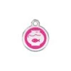 Red Dingo Stainless Steel Engraved Cat Tag Fish Bowl Hot Pink -PetJoy Shop 01 FB HP SM