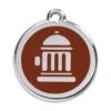 Red Dingo Stainless Steel Engraved Dog Tag Fire Hydrant Brown -PetJoy Shop 01 FH BR LG
