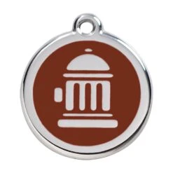 Red Dingo Stainless Steel Engraved Dog Tag Fire Hydrant Brown