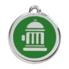 Red Dingo Stainless Steel Engraved Dog Tag Fire Hydrant Green -PetJoy Shop 01 FH GR LG