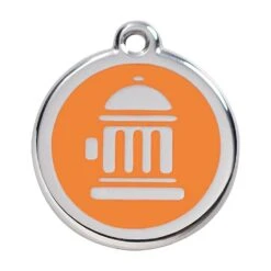Red Dingo Stainless Steel Engraved Dog Tag Fire Hydrant Orange