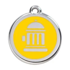 Red Dingo Stainless Steel Engraved Dog Tag Fire Hydrant Yellow