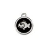 Red Dingo Stainless Steel Engraved Cat Tag Fish Black -PetJoy Shop 01 FI BB SM