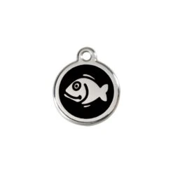 Red Dingo Stainless Steel Engraved Cat Tag Fish Black