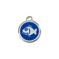 Red Dingo Stainless Steel Engraved Cat Tag Fish Navy