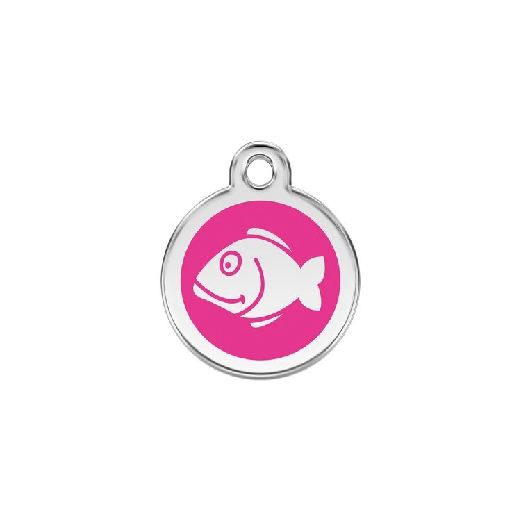 Red Dingo Stainless Steel Engraved Cat Tag Fish Hot Pink 3 Red Dingo Stainless Steel Engraved Cat Tag Fish Hot Pink