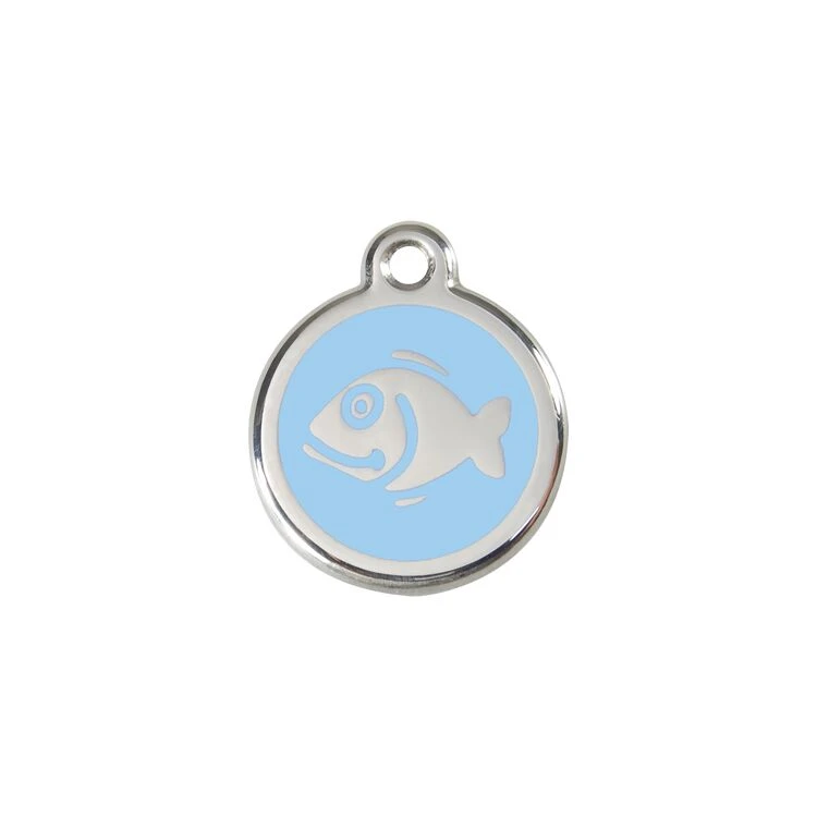Red Dingo Stainless Steel Engraved Cat Tag Fish Light Blue 3 Red Dingo Stainless Steel Engraved Cat Tag Fish Light Blue
