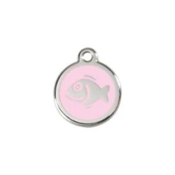 Red Dingo Stainless Steel Engraved Cat Tag Fish Pink