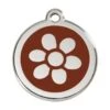 Red Dingo Stainless Steel Engraved Dog Tag Flower Brown -PetJoy Shop 01 FW BR LG