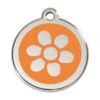 Red Dingo Stainless Steel Engraved Dog Tag Flower Orange -PetJoy Shop 01 FW OR LG