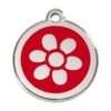 Red Dingo Stainless Steel Engraved Dog Tag Flower Red -PetJoy Shop 01 FW RE LG