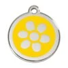 Red Dingo Stainless Steel Engraved Dog Tag Flower Yellow