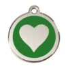Red Dingo Stainless Steel Engraved Dog Tag Heart Green 2 Red Dingo Stainless Steel Engraved Dog Tag Heart Green -PetJoy Shop 01 HT GR LG
