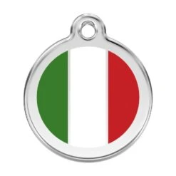 Red Dingo Stainless Steel Engraved Dog Tag Italian Flag White