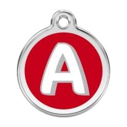 Red Dingo Stainless Steel Engraved Dog Tag Alphabet Tag Letter A Red