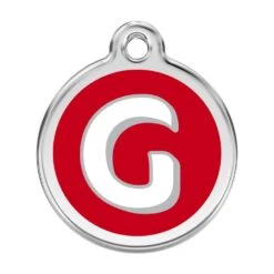 Red Dingo Stainless Steel Engraved Dog Tag Alphabet Tag Letter G Red