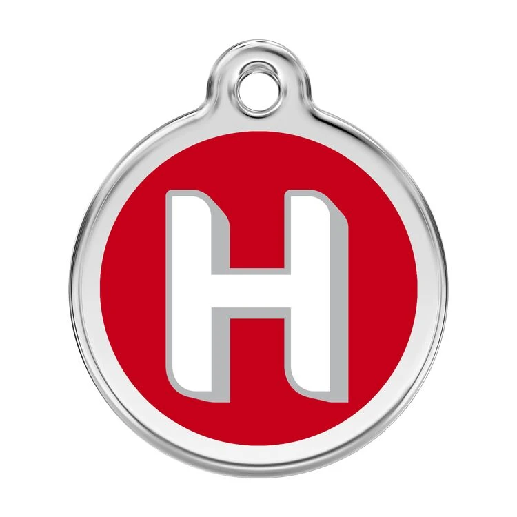 Red Dingo Stainless Steel Engraved Dog Tag Alphabet Tag Letter H Red 3 Red Dingo Stainless Steel Engraved Dog Tag Alphabet Tag Letter H Red