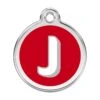 Red Dingo Stainless Steel Engraved Dog Tag Alphabet Tag Letter J Red -PetJoy Shop 01 JJ RE LG