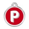 Red Dingo Stainless Steel Engraved Dog Tag Alphabet Tag Letter P Red -PetJoy Shop 01 JP RE LG