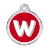 Red Dingo Stainless Steel Engraved Dog Tag Alphabet Tag Letter W Red -PetJoy Shop 01 JW RE LG