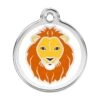 Red Dingo Stainless Steel Engraved Dog Tag Lion White -PetJoy Shop 01 LI WT LG