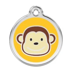 Red Dingo Stainless Steel Engraved Dog Tag Monkey Yellow