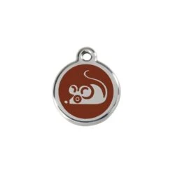 Red Dingo Stainless Steel Engraved Cat Tag Mouse Brown