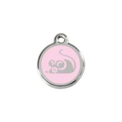 Red Dingo Stainless Steel Engraved Cat Tag Mouse Pink