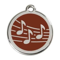 Red Dingo Stainless Steel Engraved Dog Tag Music Brown