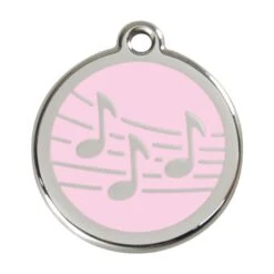 Red Dingo Stainless Steel Engraved Dog Tag Music Pink