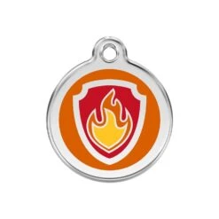 Red Dingo Stainless Steel Engraved Dog Tag Nickelodeon Paw Patrol Marshall Tag Orange MED