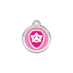 Red Dingo Stainless Steel Engraved Dog Tag Nickelodeon Paw Patrol Skye Tag Pink SML 