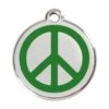Red Dingo Stainless Steel Engraved Dog Tag Peace Green -PetJoy Shop 01 PC GR LG