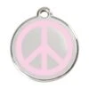 Red Dingo Stainless Steel Engraved Dog Tag Peace Pink -PetJoy Shop 01 PC PK LG