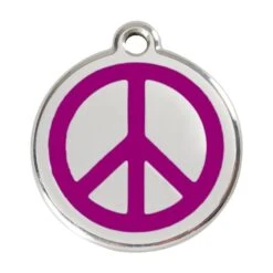 Red Dingo Stainless Steel Engraved Dog Tag Peace Purple