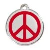 Red Dingo Stainless Steel Engraved Dog Tag Peace Red -PetJoy Shop 01 PC RE LG